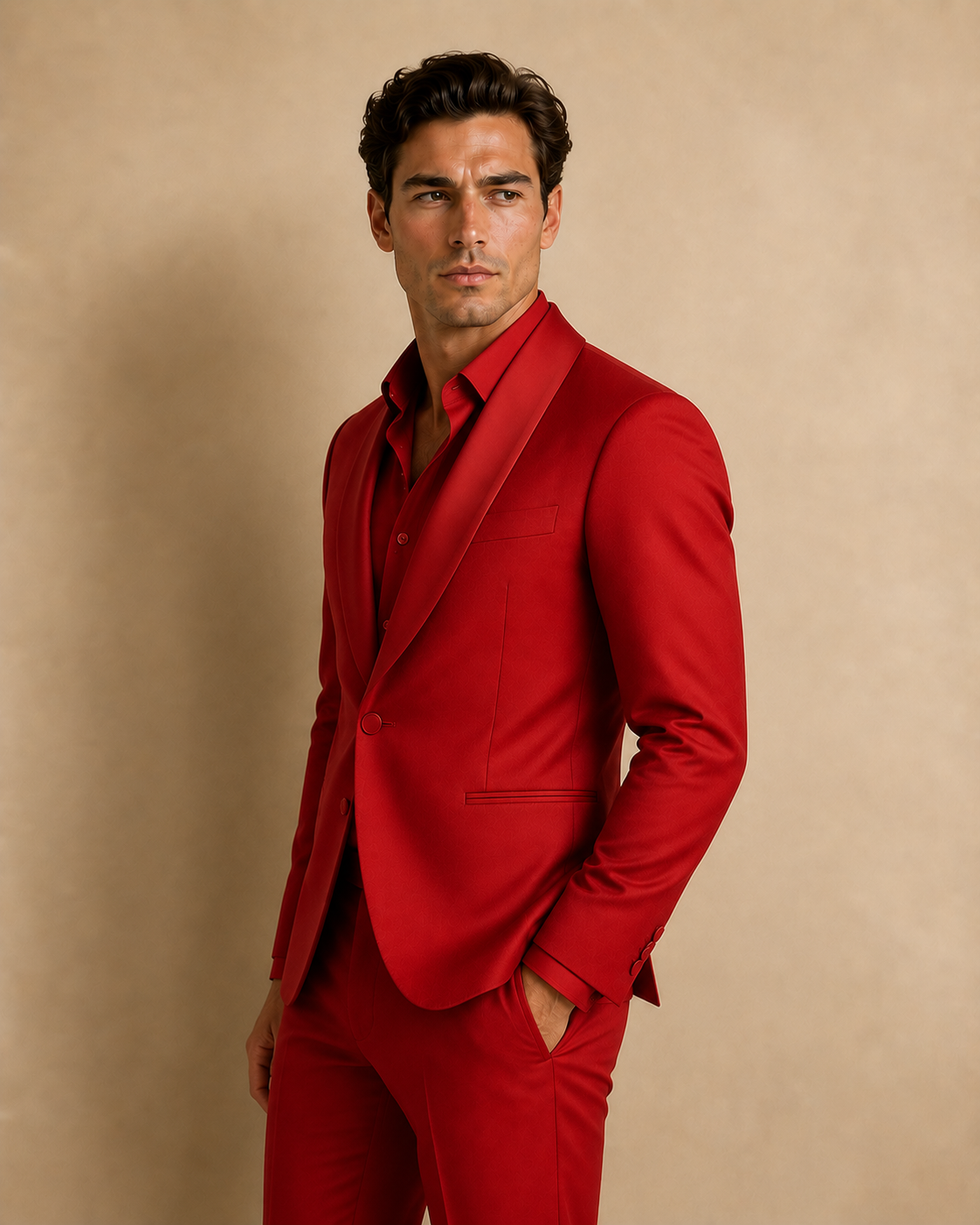 Navy Wool Suit Detail