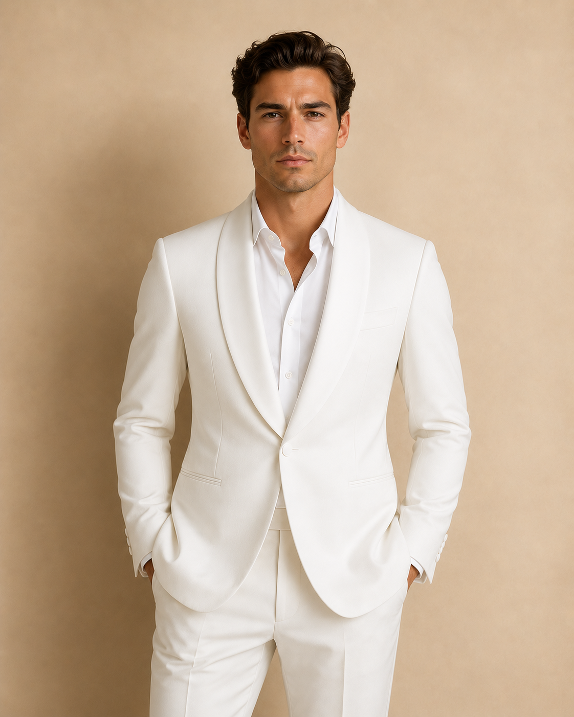 Navy Wool Suit Detail