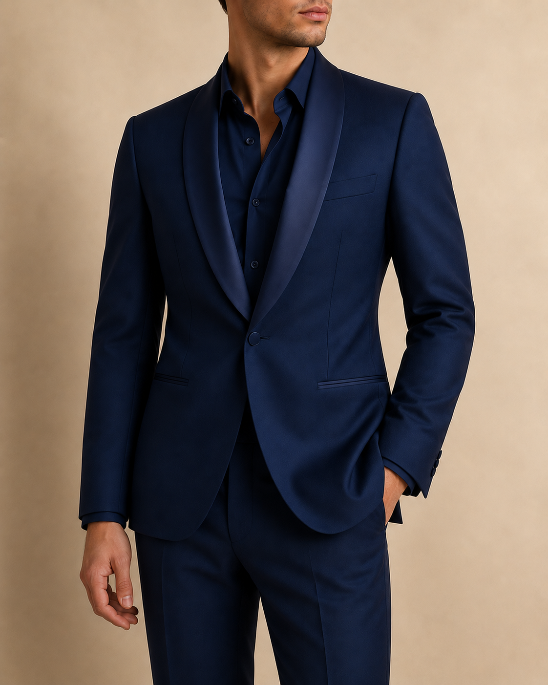 Navy Wool Suit Detail